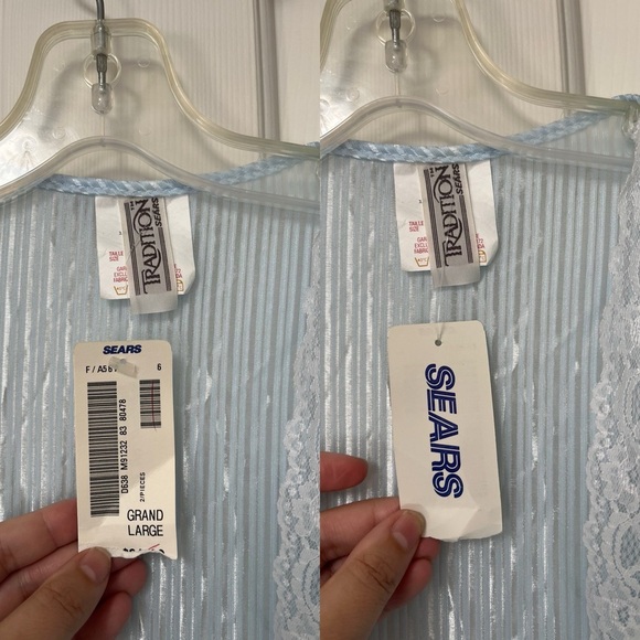 NWT Vintage 70s 80s Baby Blue Pleated Nightgown & Robe Set - Picture 8 of 15